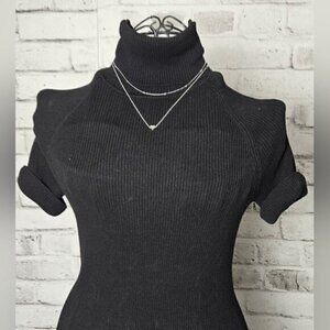 Silver-Tone Layered Heart Pendant Necklace with Bead Choker Chain